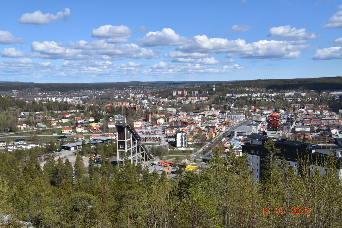 Bild från varvsberget mot Övik stad för att förtydliga att det handlar om detaljplaner för att bygga upp staden