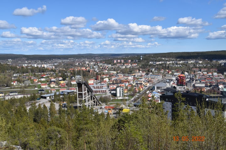 Bild från varvsberget mot Övik stad för att förtydliga att det handlar om detaljplaner för att bygga upp staden